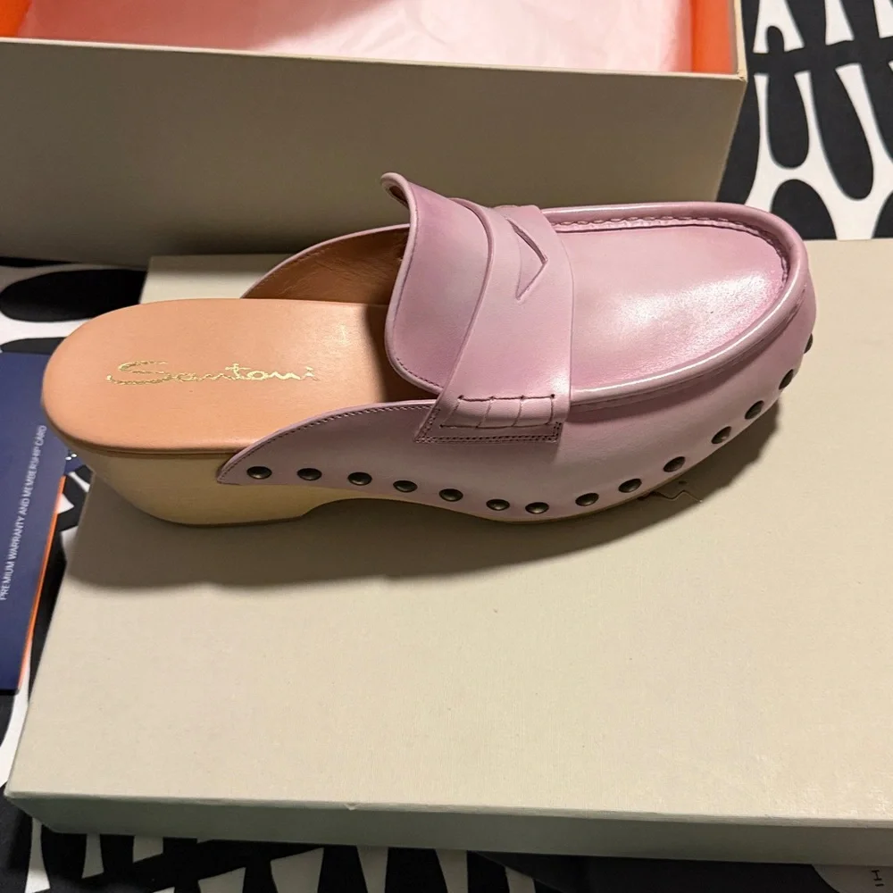 NIB santoni penny loafer clogs sz 39.5 lilac adorable for summer $758 90% off! - Picture 4 of 5